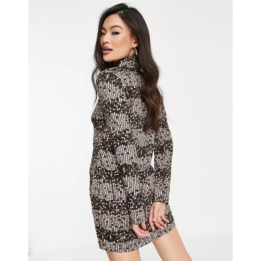 Motel Vaya Button Up Mini Dress in Retro Polka Dot NWT size XS - Picture 2 of 8